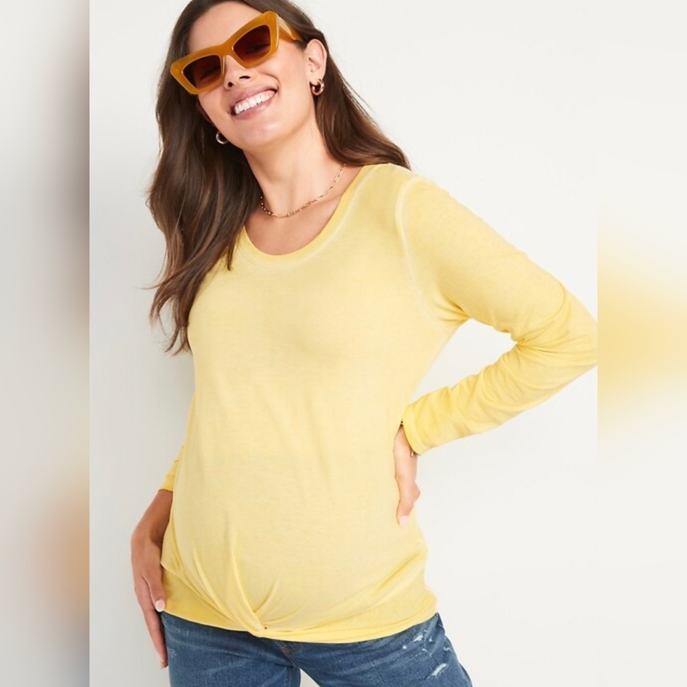 Old Navy: Maternity XL, Long Sleeve/ Twist Waist, Acid Wash Yellow, EUC